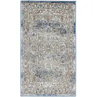 Photo of Ivory And Blue Oriental Power Loom Non Skid Area Rug
