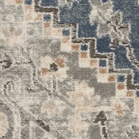 Ivory And Blue Oriental Power Loom Non Skid Area Rug Photo 7