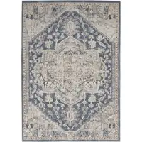 Photo of Ivory And Blue Oriental Power Loom Non Skid Area Rug