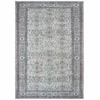 Photo of Ivory And Blue Oriental Power Loom Stain Resistant Area Rug