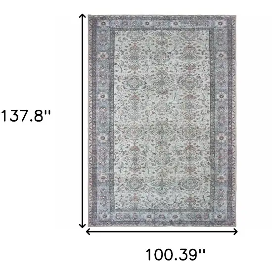 Ivory And Blue Oriental Power Loom Stain Resistant Area Rug Photo 5