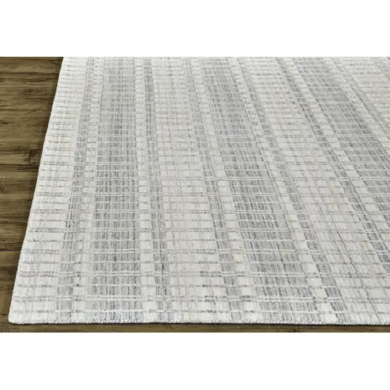 Ivory And Blue Striped Hand Woven Area Rug Photo 4