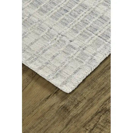 Ivory And Blue Striped Hand Woven Area Rug Photo 7