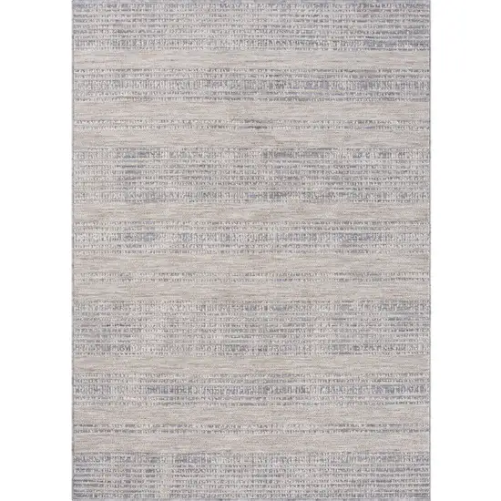 Ivory And Blue Striped Indoor Outdoor Area Rug Photo 1