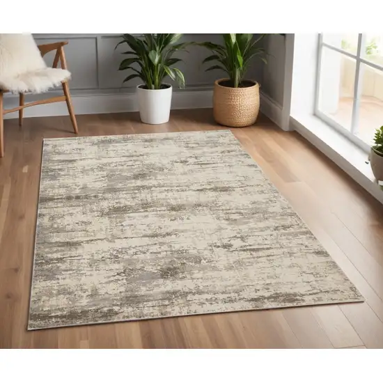 Brown and Ivory Abstract Non Skid Area Rug Photo 1