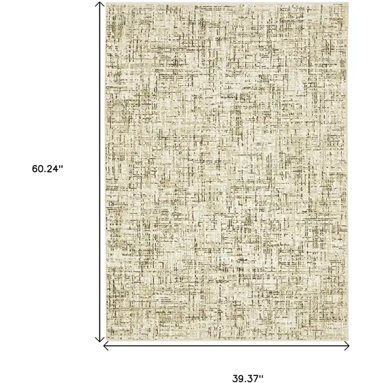 Ivory And Brown Abstract Area Rug Photo 3