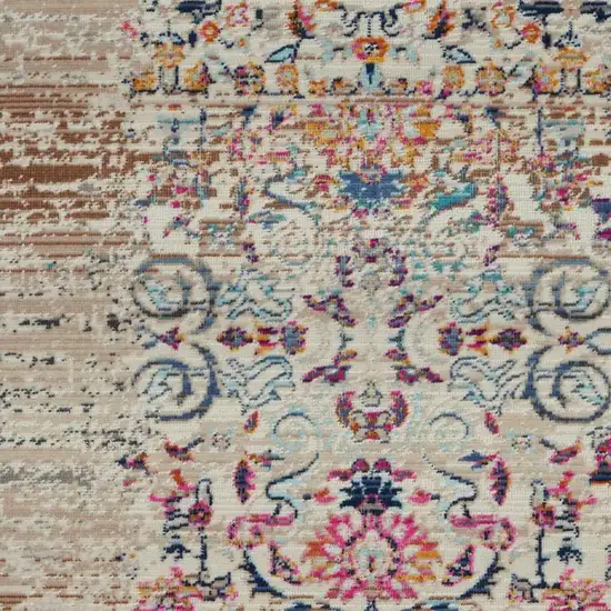 Ivory And Brown Floral Distressed Area Rug Photo 7