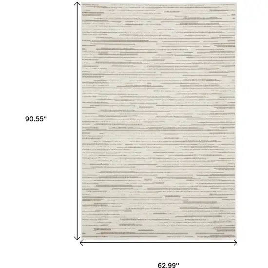 Ivory And Brown Striped Distressed Area Rug Photo 3