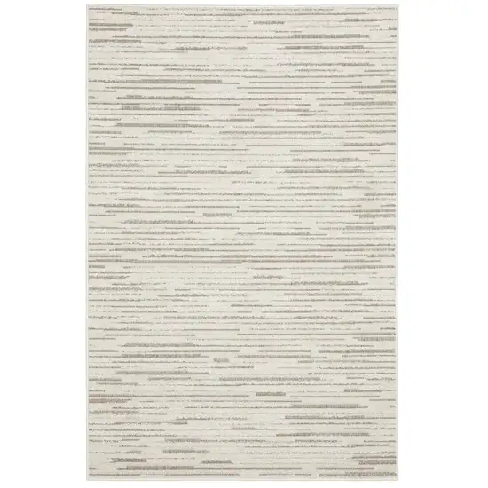 Ivory And Brown Striped Distressed Area Rug Photo 2