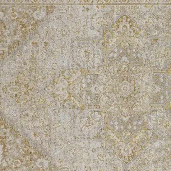 Ivory And Gold Floral Area Rug Photo 5