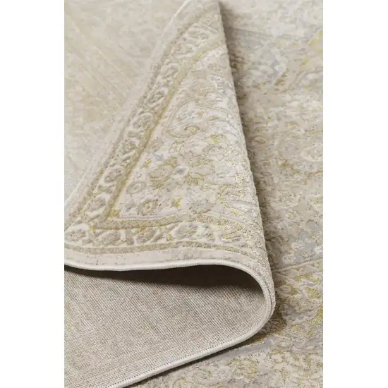 Ivory And Gold Floral Area Rug Photo 5