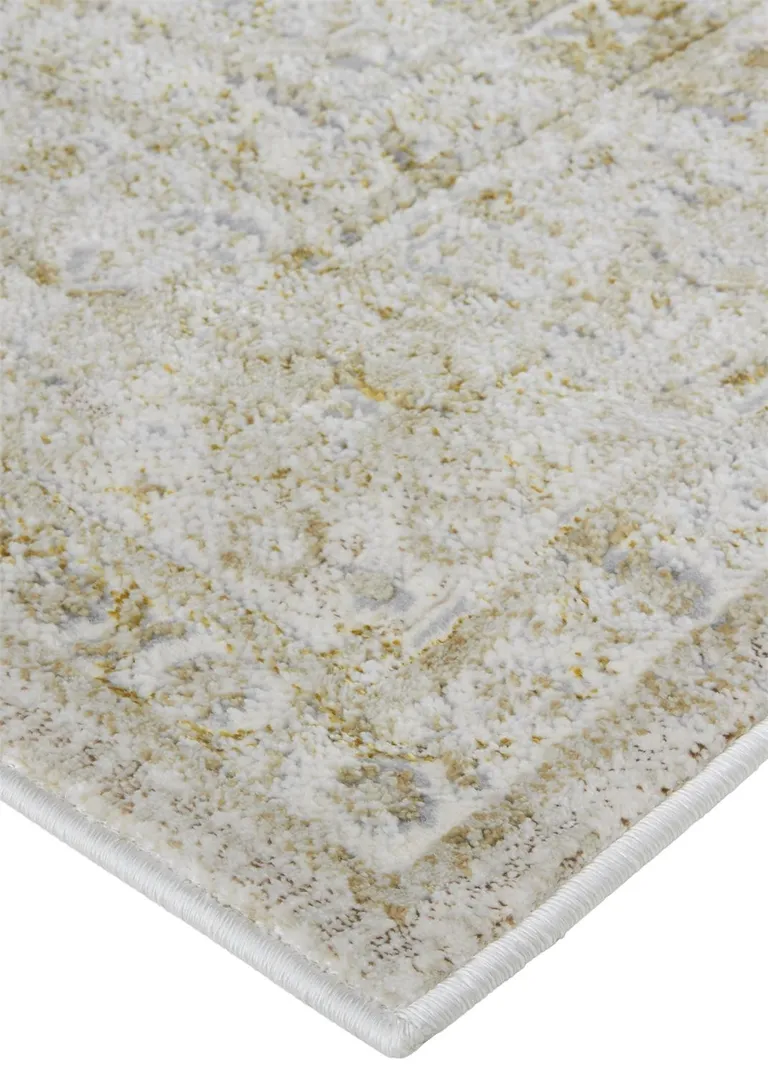 Ivory And Gold Floral Area Rug Photo 4