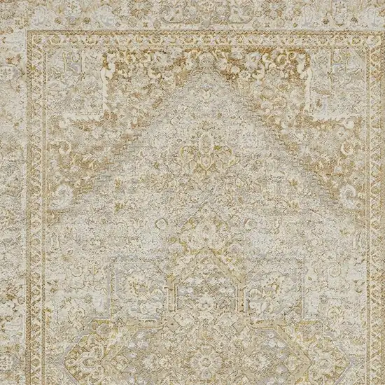 Gold and Ivory Floral Non Skid Area Rug Photo 6