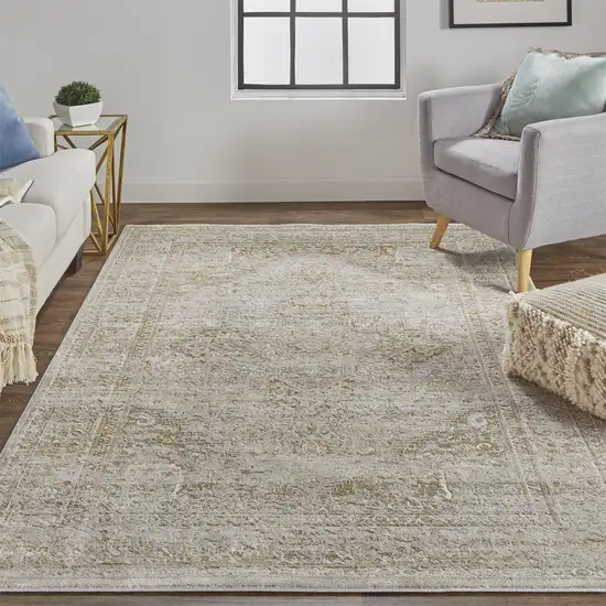 Ivory And Gold Floral Area Rug Photo 6