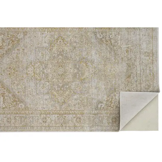 Ivory And Gold Floral Area Rug Photo 1