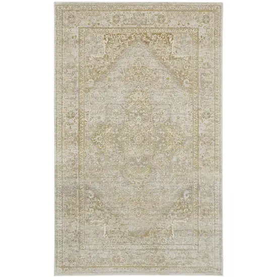 Ivory And Gold Floral Area Rug Photo 2