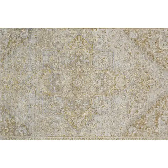 Ivory And Gold Floral Area Rug Photo 9