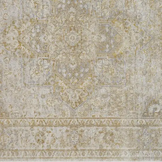 Ivory And Gold Floral Stain Resistant Area Rug Photo 5