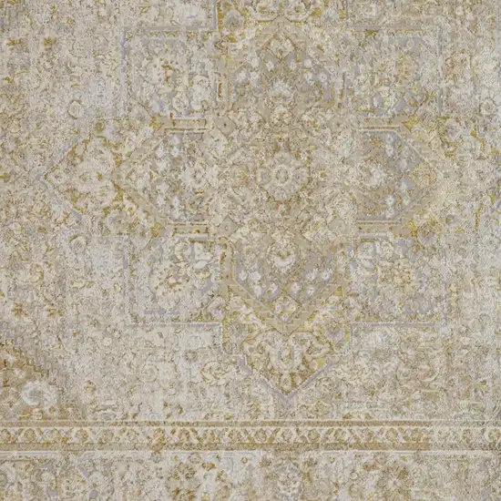 Ivory And Gold Floral Stain Resistant Area Rug Photo 5