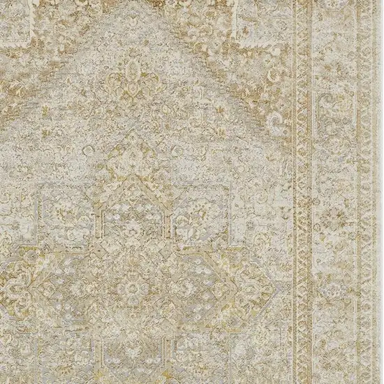 Gold and Ivory Floral Non Skid Area Rug Photo 6