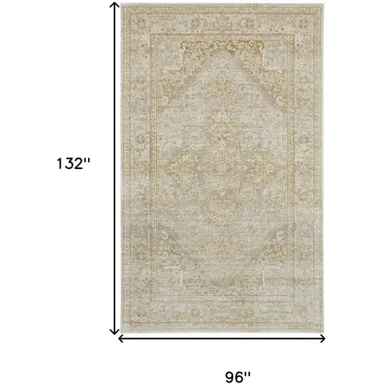 Ivory And Gold Floral Stain Resistant Area Rug Photo 8