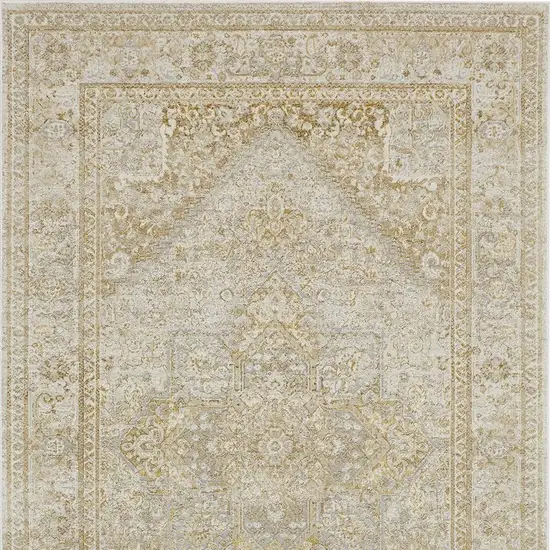 Ivory And Gold Floral Stain Resistant Area Rug Photo 6