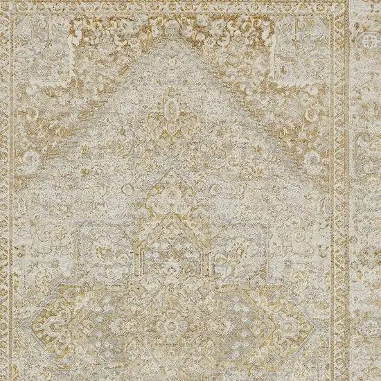 Ivory And Gold Floral Stain Resistant Area Rug Photo 5