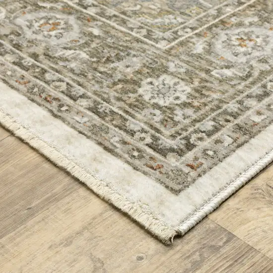 Ivory And Gold Medallion Distressed Area Rug With Fringe Photo 8