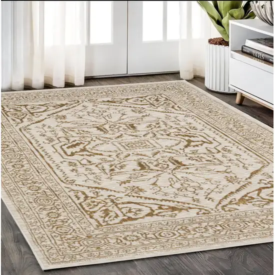 Ivory And Gold Oriental Area Rug Photo 1