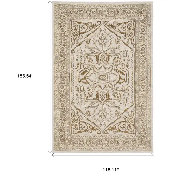 Ivory And Gold Oriental Area Rug Photo 3