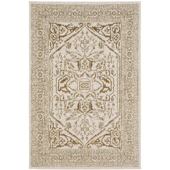 Ivory And Gold Oriental Area Rug Photo 2