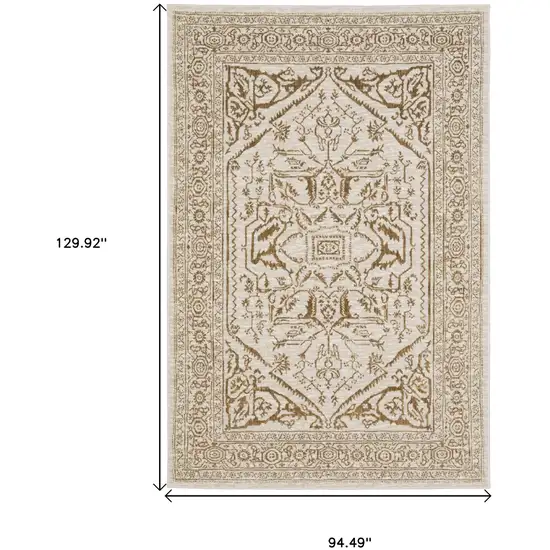 Ivory And Gold Oriental Area Rug Photo 3