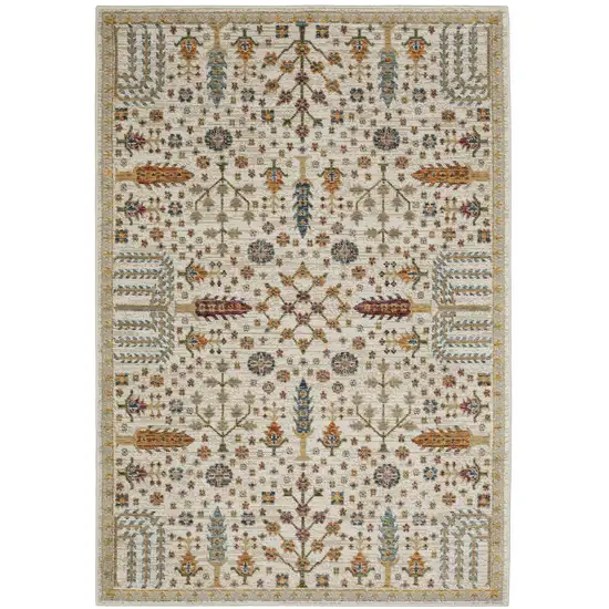 Ivory And Gold Oriental Area Rug Photo 5