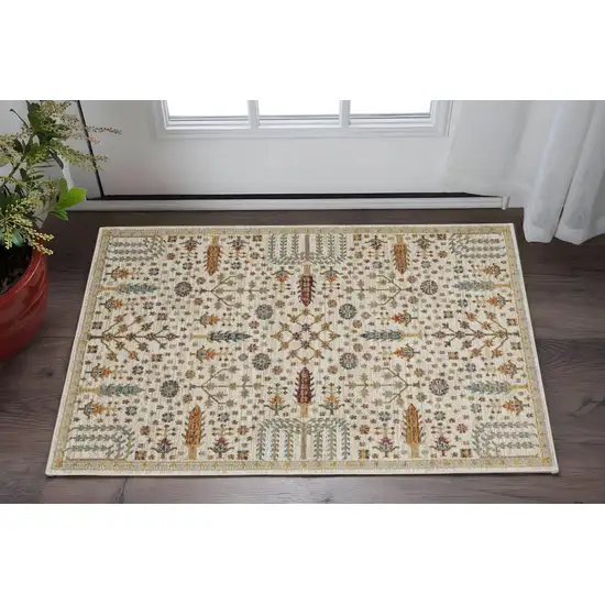 Ivory And Gold Oriental Area Rug Photo 1