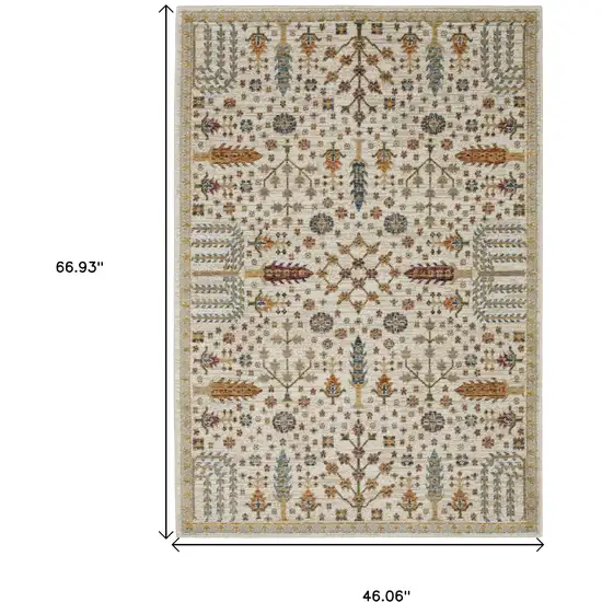 Ivory And Gold Oriental Area Rug Photo 3