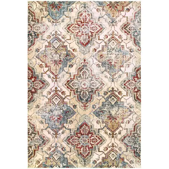 Ivory And Gold Oriental Area Rug Photo 2