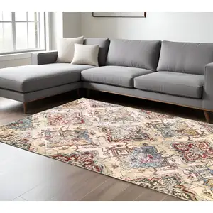 Photo of Ivory And Gold Oriental Area Rug