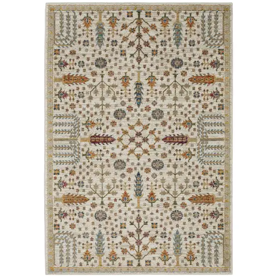 Ivory And Gold Oriental Area Rug Photo 2