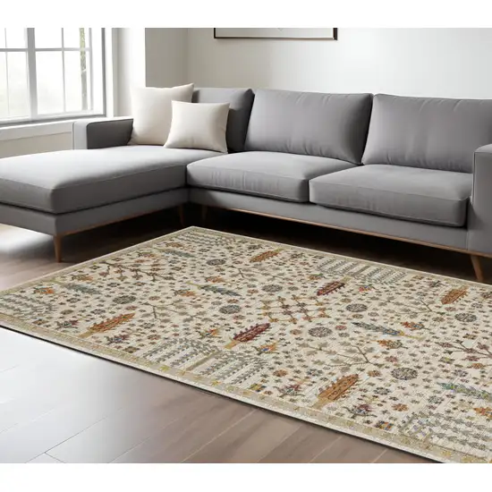 Ivory And Gold Oriental Area Rug Photo 1