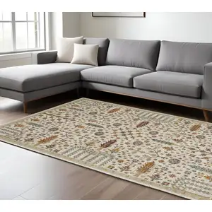 Photo of Ivory And Gold Oriental Area Rug