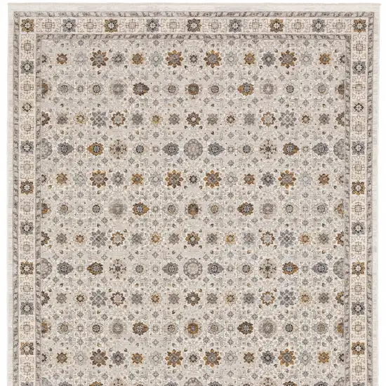 Ivory And Gold Oriental Power Loom Stain Resistant Area Rug With Fringe Photo 7