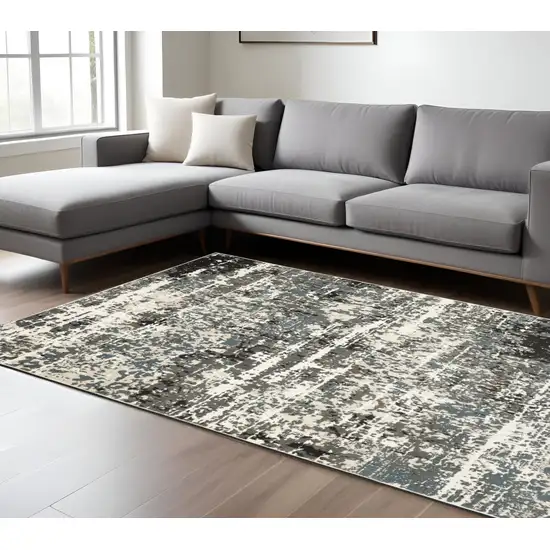 Ivory And Gray Abstract Area Rug Photo 1