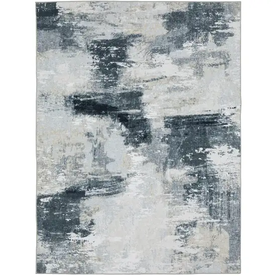 Ivory And Gray Abstract Distressed Area Rug Photo 2