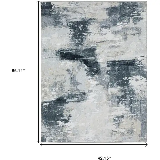 Ivory And Gray Abstract Distressed Area Rug Photo 3