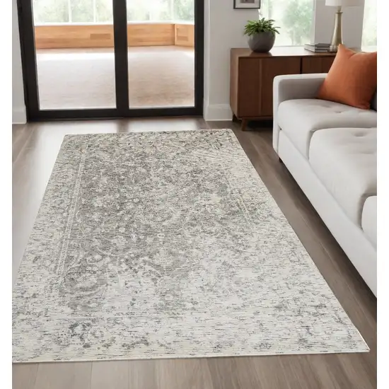 Ivory And Gray Abstract Hand Woven Area Rug Photo 1