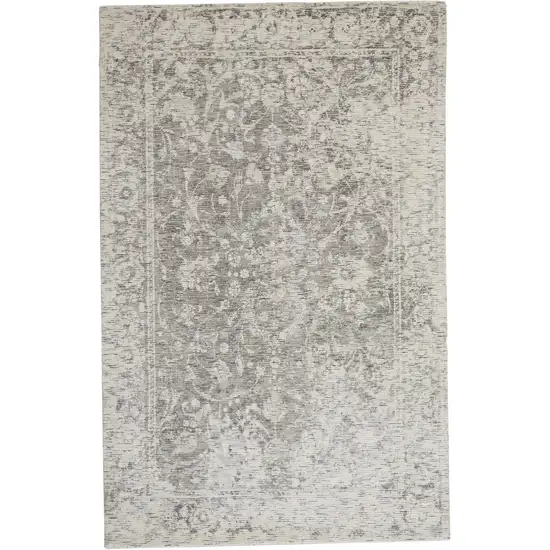 Ivory And Gray Abstract Hand Woven Area Rug Photo 1