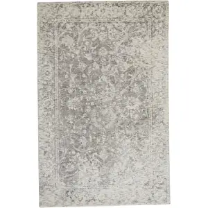 Photo of Ivory And Gray Abstract Hand Woven Area Rug