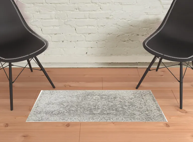 Ivory And Gray Abstract Hand Woven Area Rug Photo 2