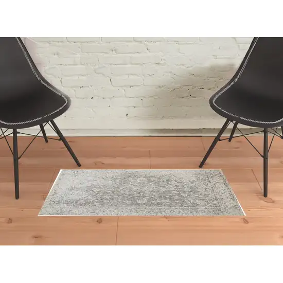 Ivory And Gray Abstract Hand Woven Area Rug Photo 2