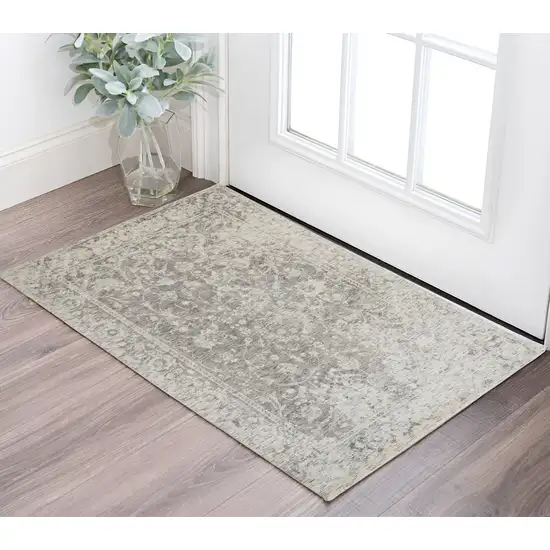 Gray and Ivory Abstract Hand Woven Area Rug Photo 1